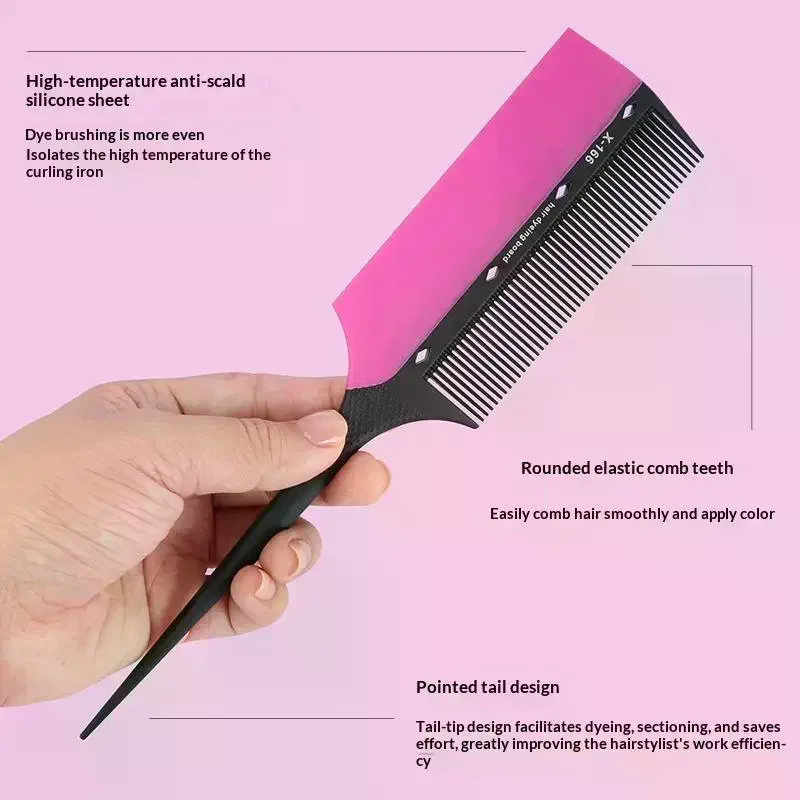 1Pcs Professional  2-in-1 Salon Gradient Coloring Tool 2 In 1 Hair Dye Brush Comb Set For Precise Highlights Fine Tooth Styling