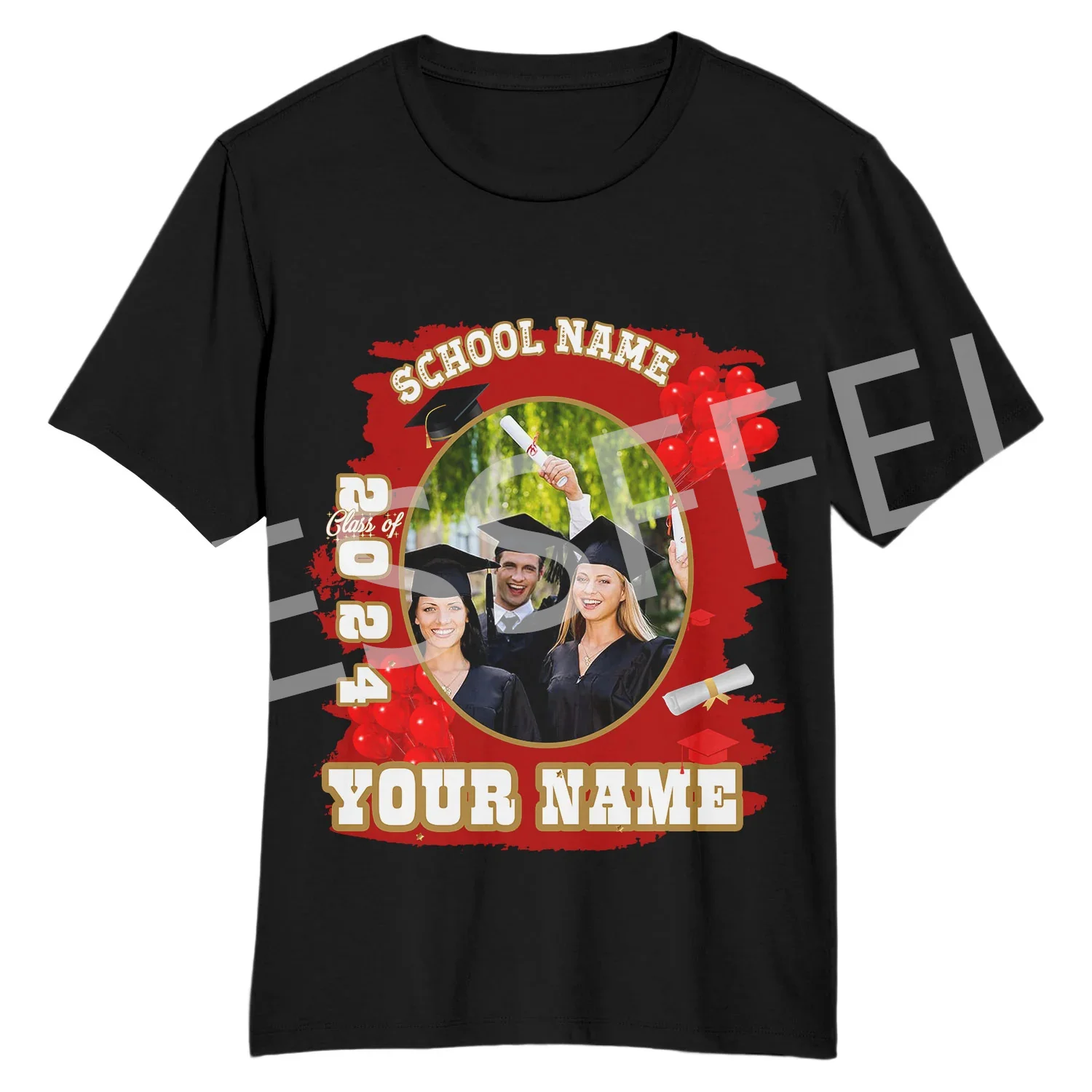 Custom Name Photo Customization Graduate Students Graduation Ceremony Shirts Retro 3DPrint Summer Casual T-Shirt Short Sleeves A