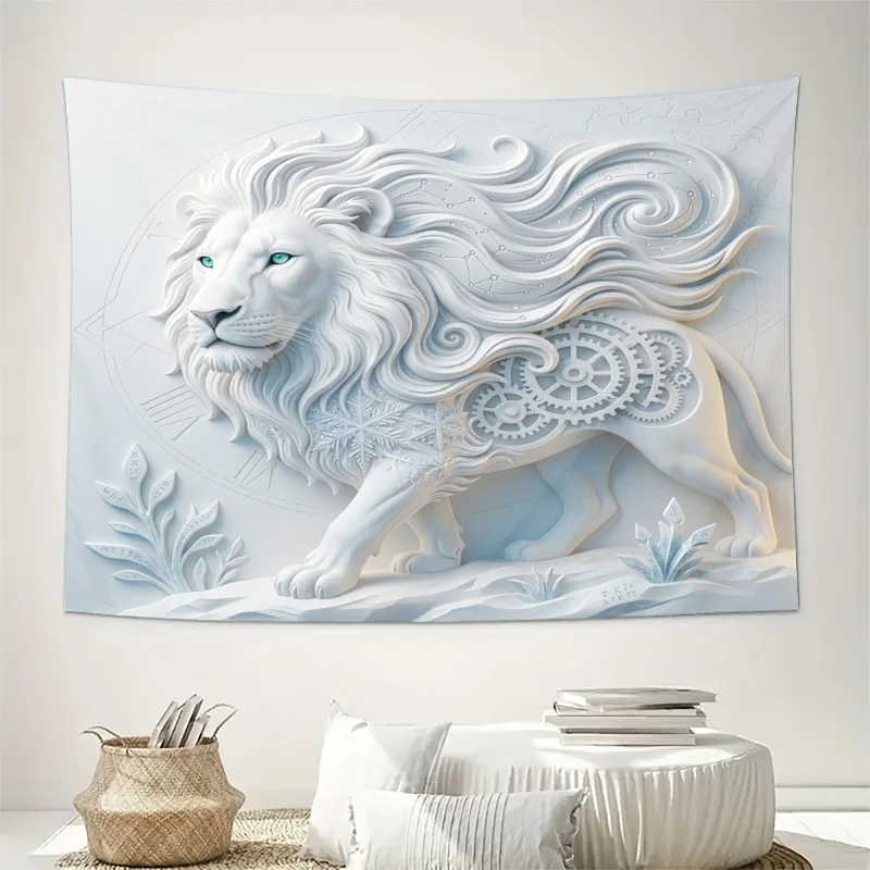 Elegant 3D Steampunk Lion Wall Decor Panel Art Hanging Mechanical Gear Floral Design Modern Industrial Luxury Home Room Decorati