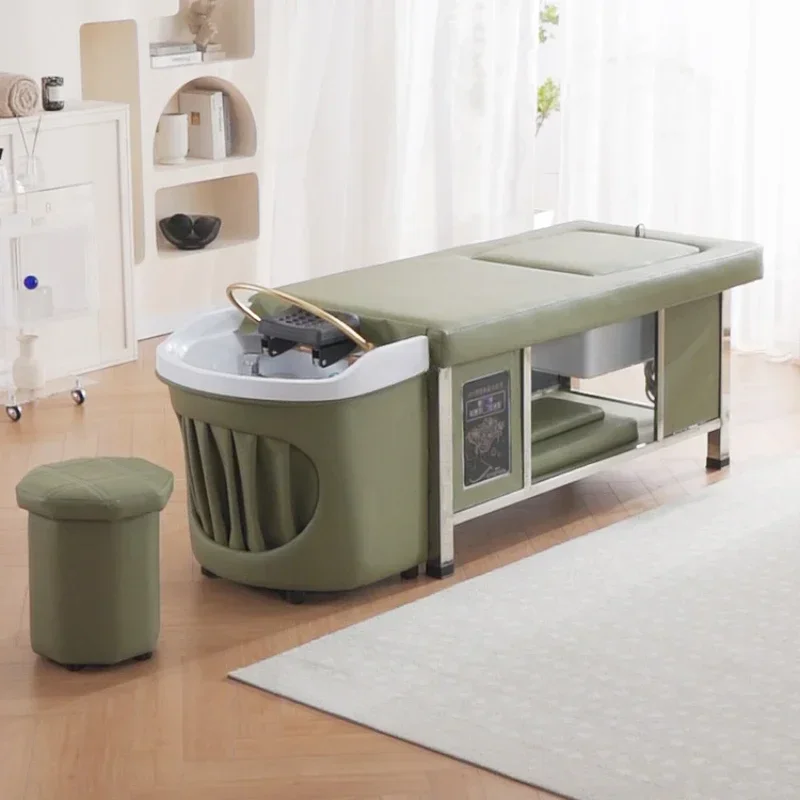 

Салон китайской парикмахерской, раковина для шампуня, профессиональные кресла, красота, спа, стулья для мытья волос, комната, спа, капиллар, тайская стирка