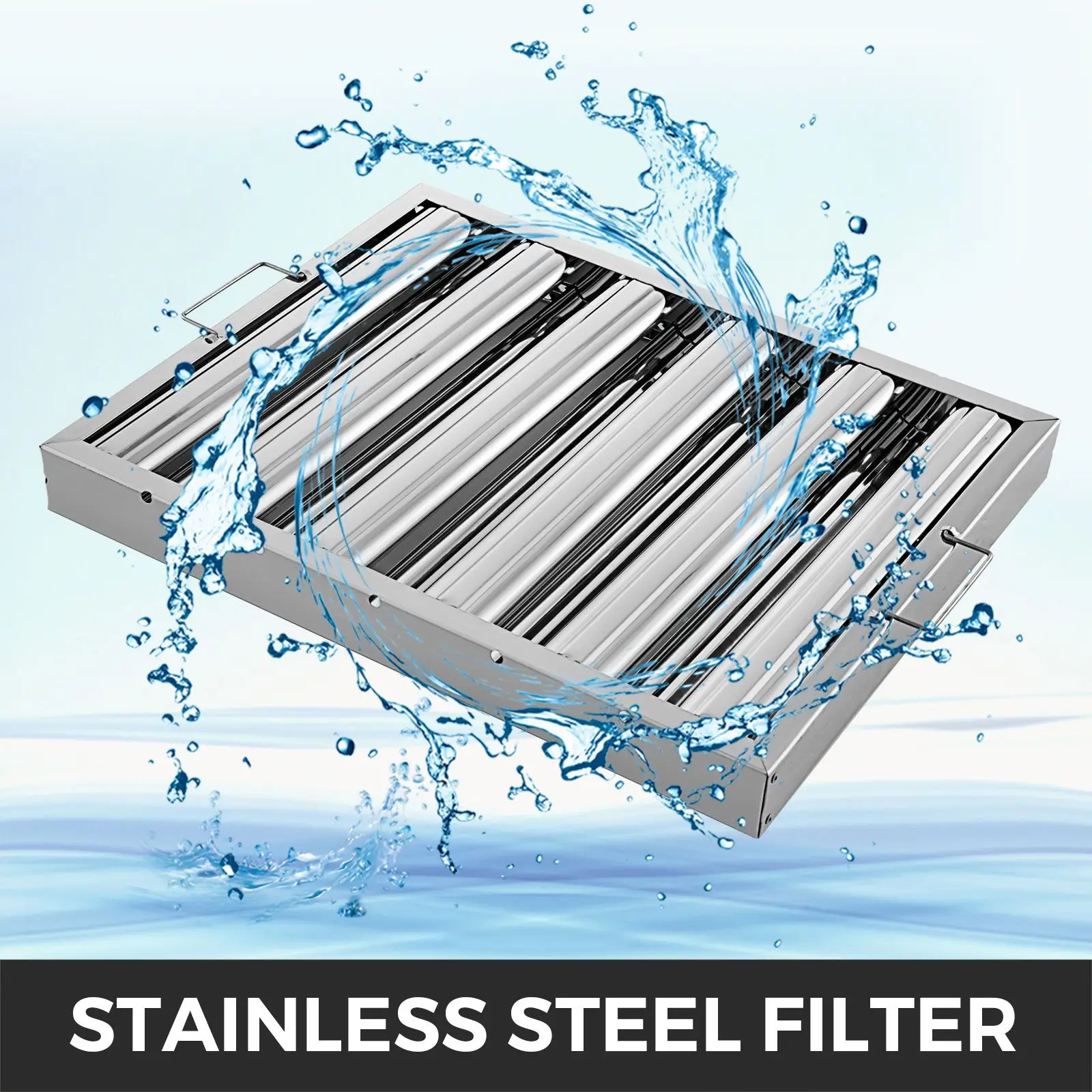 Pack of 6 Hood Filters 19.5W x 15.5H Inch, 430 Stainless Steel 5 Grooves Commercial, Range for Grease Rated Kitchen Exhaust