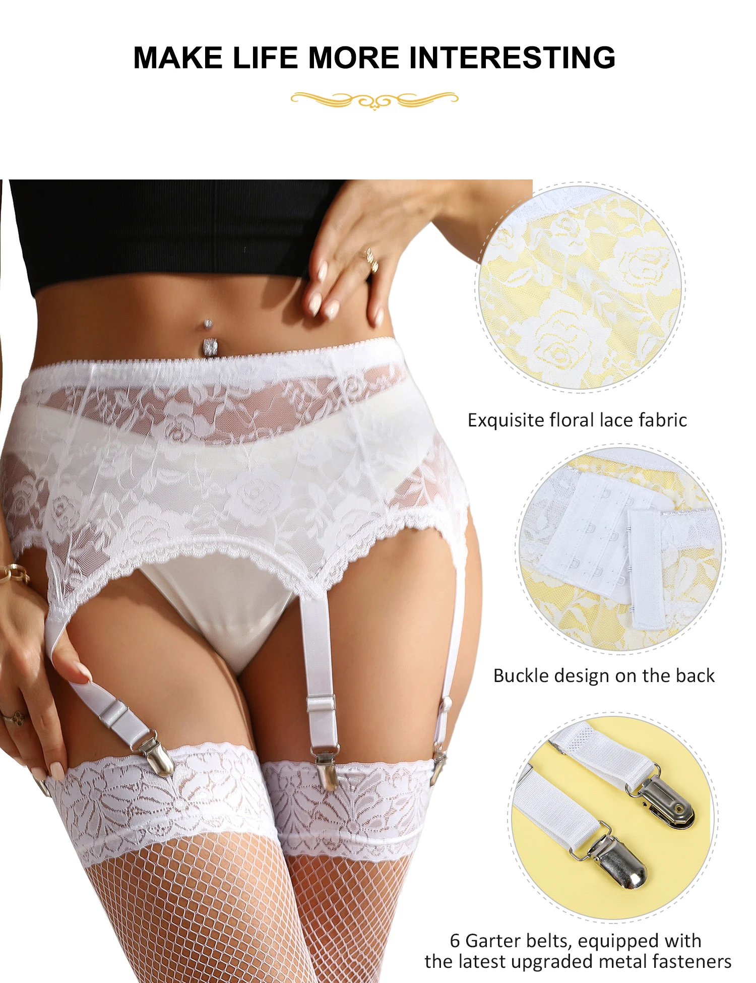 Ohyeahlady White Lace Stocking Belt Sexy Bride Garter Belts See Through Bdsm Lingerie Plus Size Floral Underwear Whith Stocking