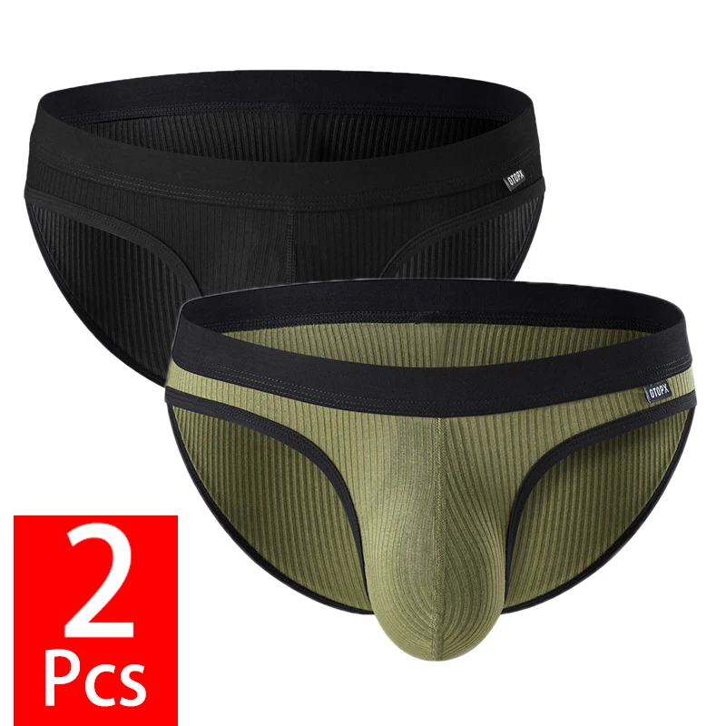 

2PCS/Lot Mens Big Bulge Penis Pouch Briefs Breathable Comfortable Sexy Underwear Mid Waist Male Panties Ropa Interior Hombre