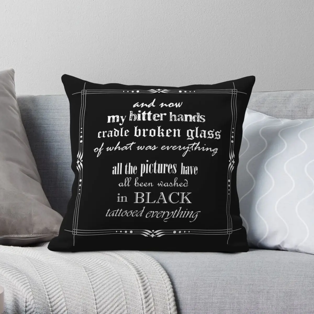 Pearl Jam Black Lyrics Square Pillowcase Polyester Linen Velvet Creative Zip Decorative Pillow Case Home Cushion Cover 45x45