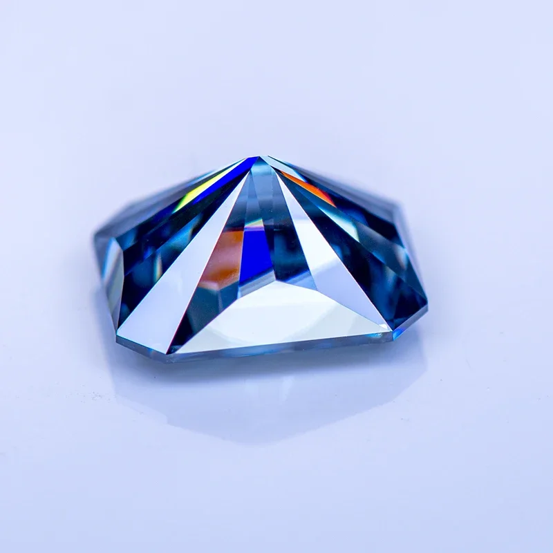 Moissanite Stone Radiant Cut Natural Color Royal Blue GRA Authentication Lab Grown Diamond Advanced Jewelry Making Materials