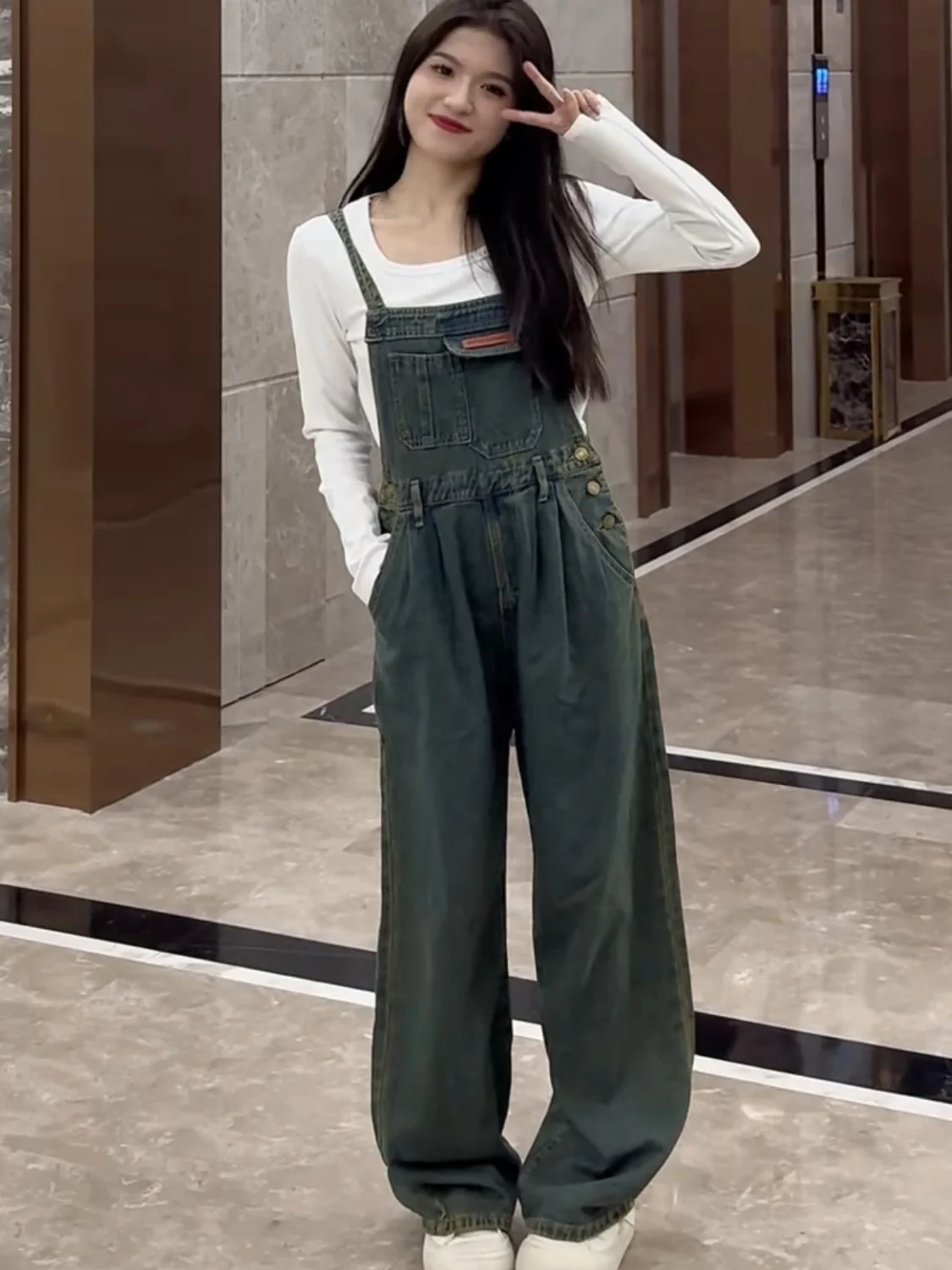 

Royal Blue Jumpsuits Orangepink Artistic Wash Woman'S Braces Personalized Bleached Stripes Professional Westernstyle Navy Travel