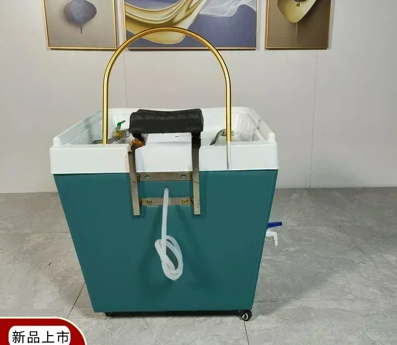 Movable Shampoo Basin Head Therapy Machine Supporting Massage Couch Facial Bed Fumigation Water Circulation