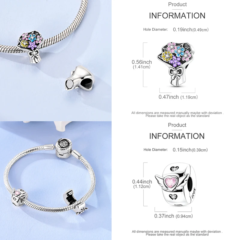 925 Sterling Silber Liebesherz Paar Familie Rose Motorrad Charm-Perlen DIY Armband Halskette Jubiläumsgeschenk für Frauen – Detail 6