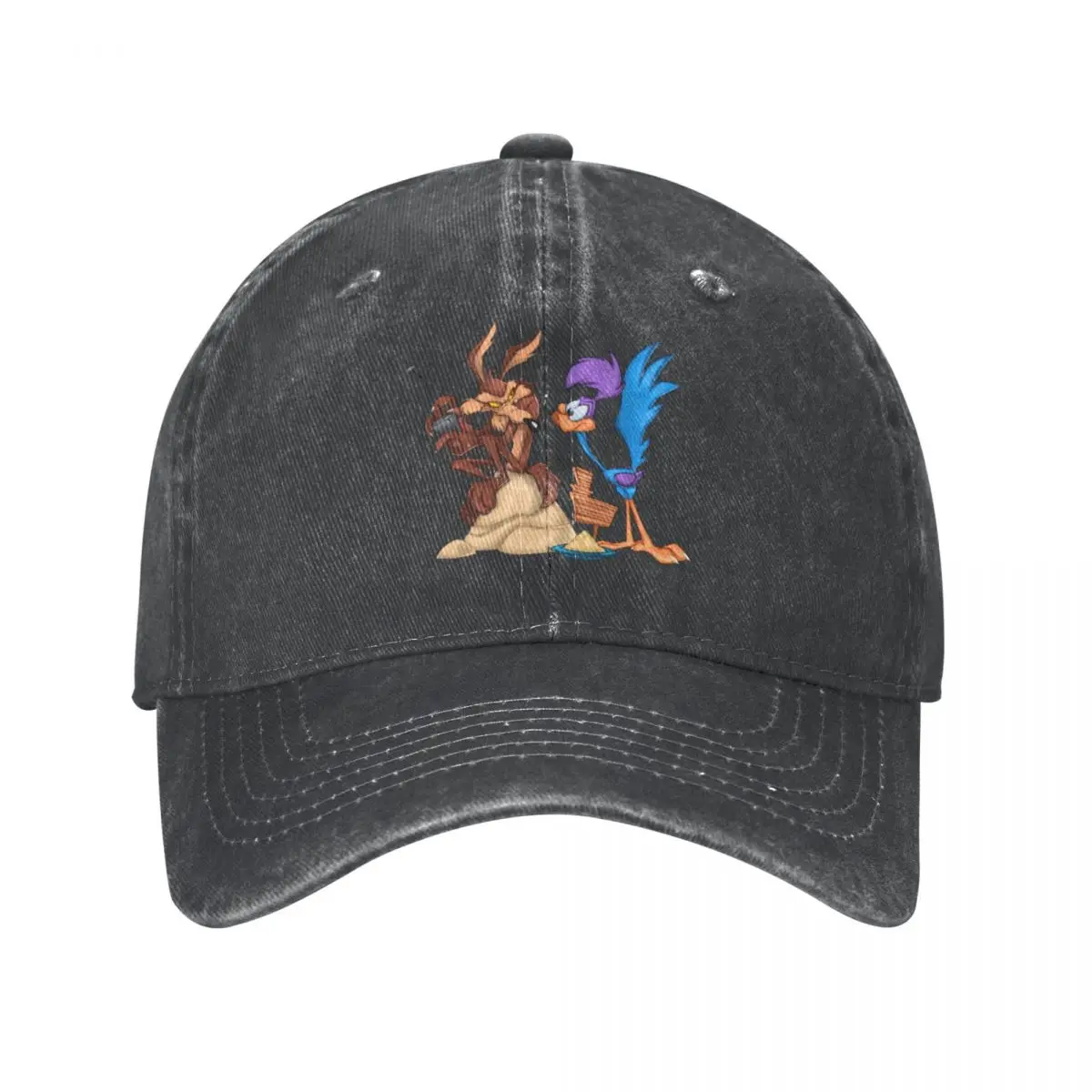 Control The Remote Baseball Cap for Men Women Distressed Denim Sun Cap Roadrunner Wile E Coyote Cartoon Outdoor Running Caps Hat