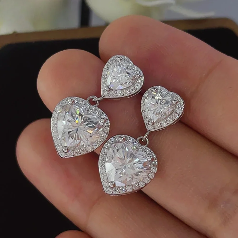 

5ct Heart Cut D Moissanite Drop Earrings for Women Gift 100% S925 Sterling Silver Lab Diamond Pendant Earrings Jewelry