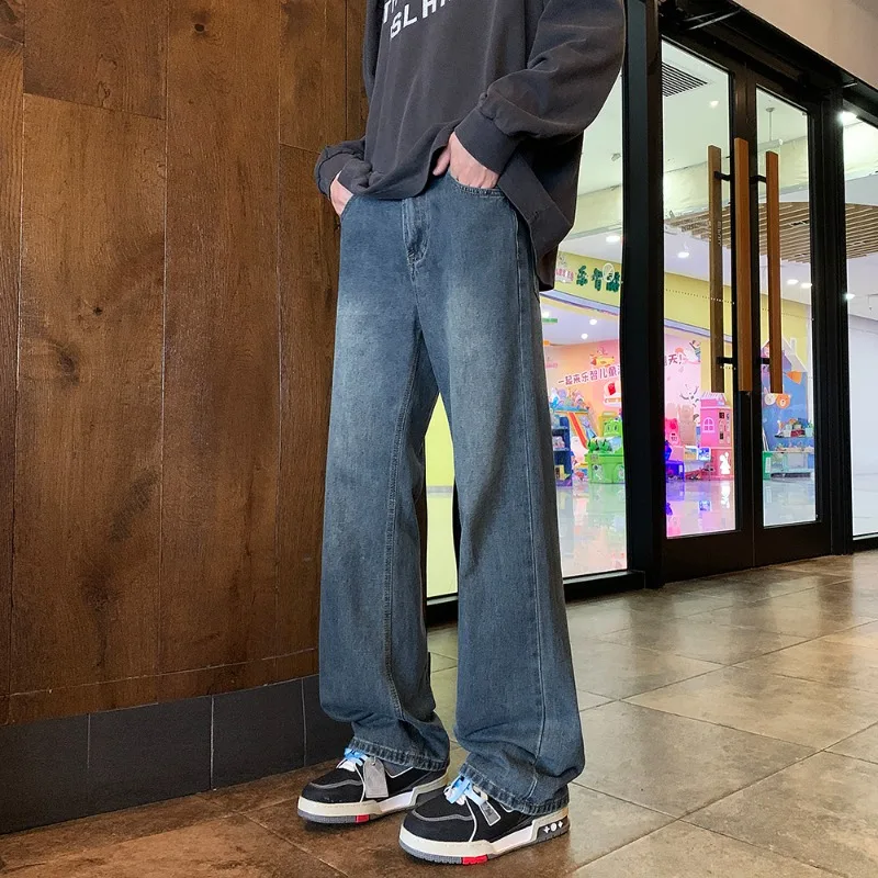 

Men's Vintage Fashion Jeans Solid Color Casual Wide Y2k Pants Personalized Streetwear Korean Couple Casual Denim Trousers
