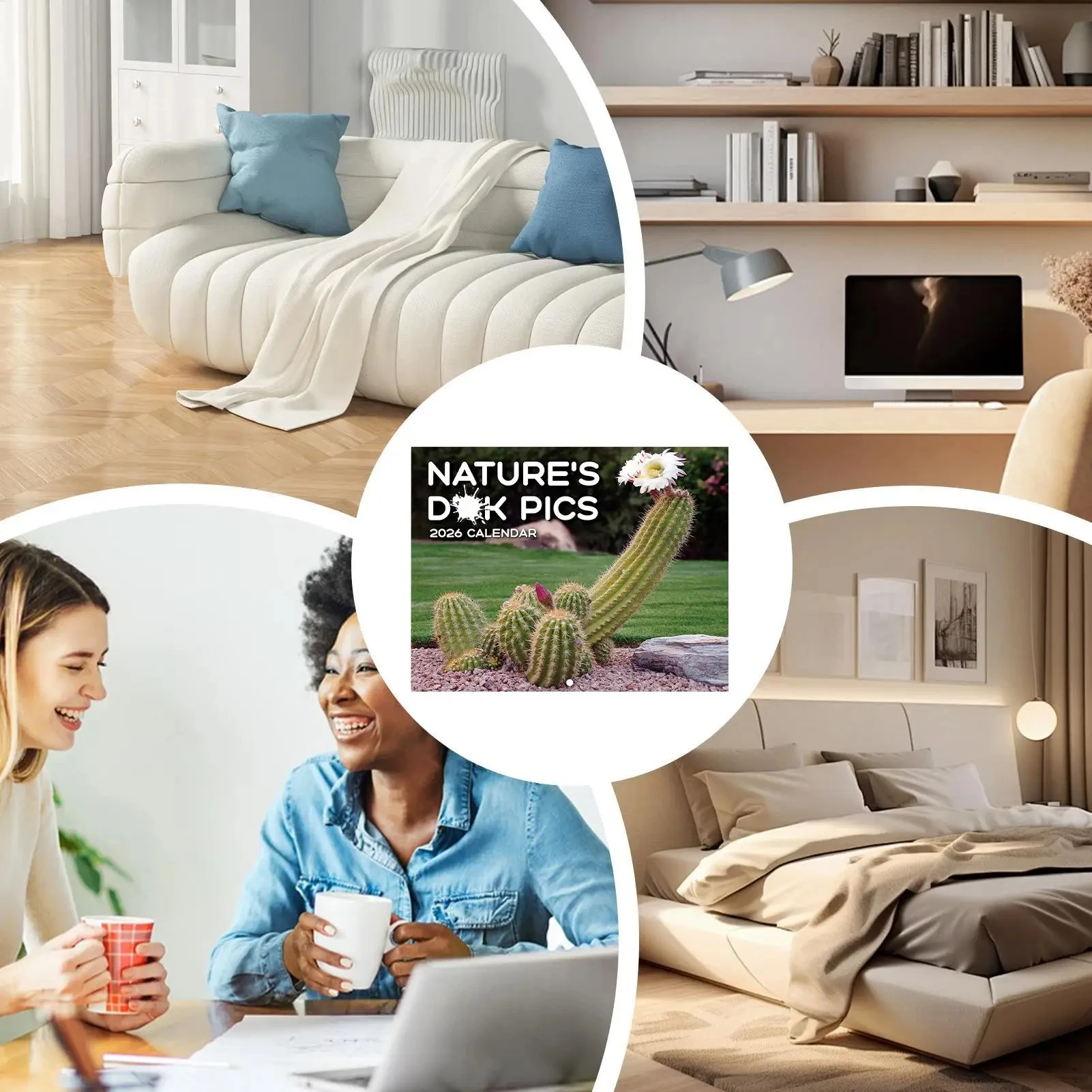 2026 تقويم الحائط مضحك الطبيعات يناير 2026 - ديسمبر 2026 مضحك الكمامة هدية للبالغين الفيل الأبيض هدية 12 شهرا التقويم