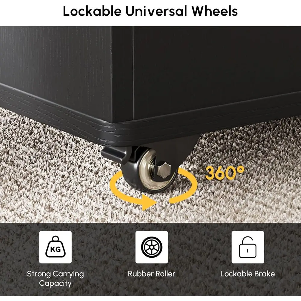 Coffee Table with Stools, Black 3-in-1 Modern Lift-Top Folding Center Table with Hidden Storage, Casters, and Lockable Wheels –