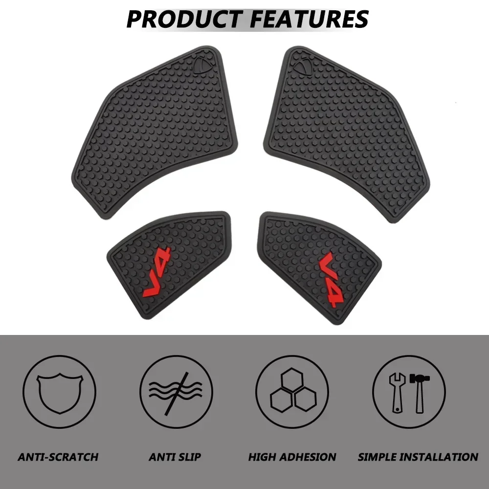 For Ducati Fuel Tank Grip Pads Knee Traction V4 Panigale V4S Streetfighter V4 S 2021 2020 2019 2018 Anti-slip Fuel Tank Sticker