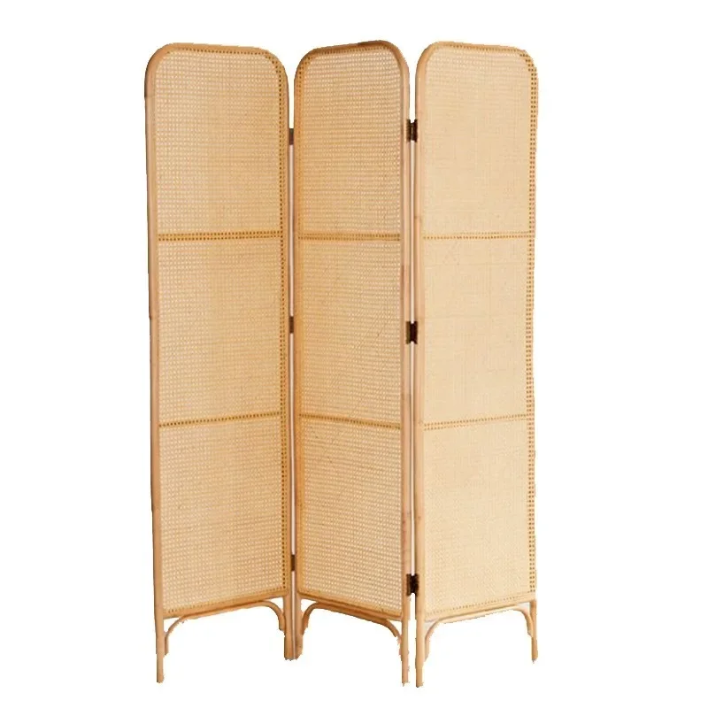 

Wind rattan weaving screen partition wall real rattan mobile folding rattan art handmade