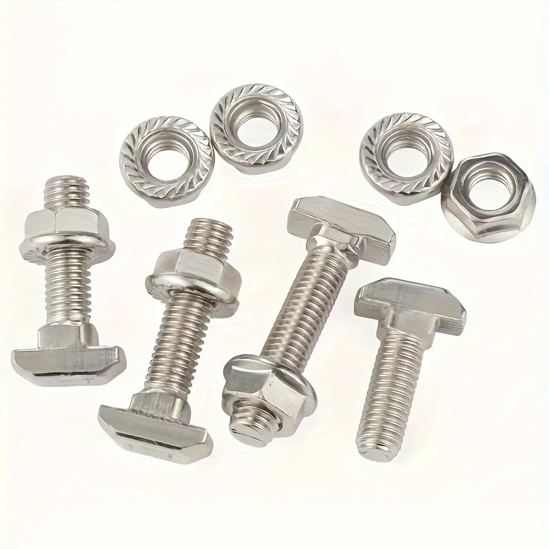 10 Sets M5 Aluminum Alloy T-Nuts with Polished Nickel Finish, Right Hand Threaded Clip-on One-Way Drive System for Industrial
