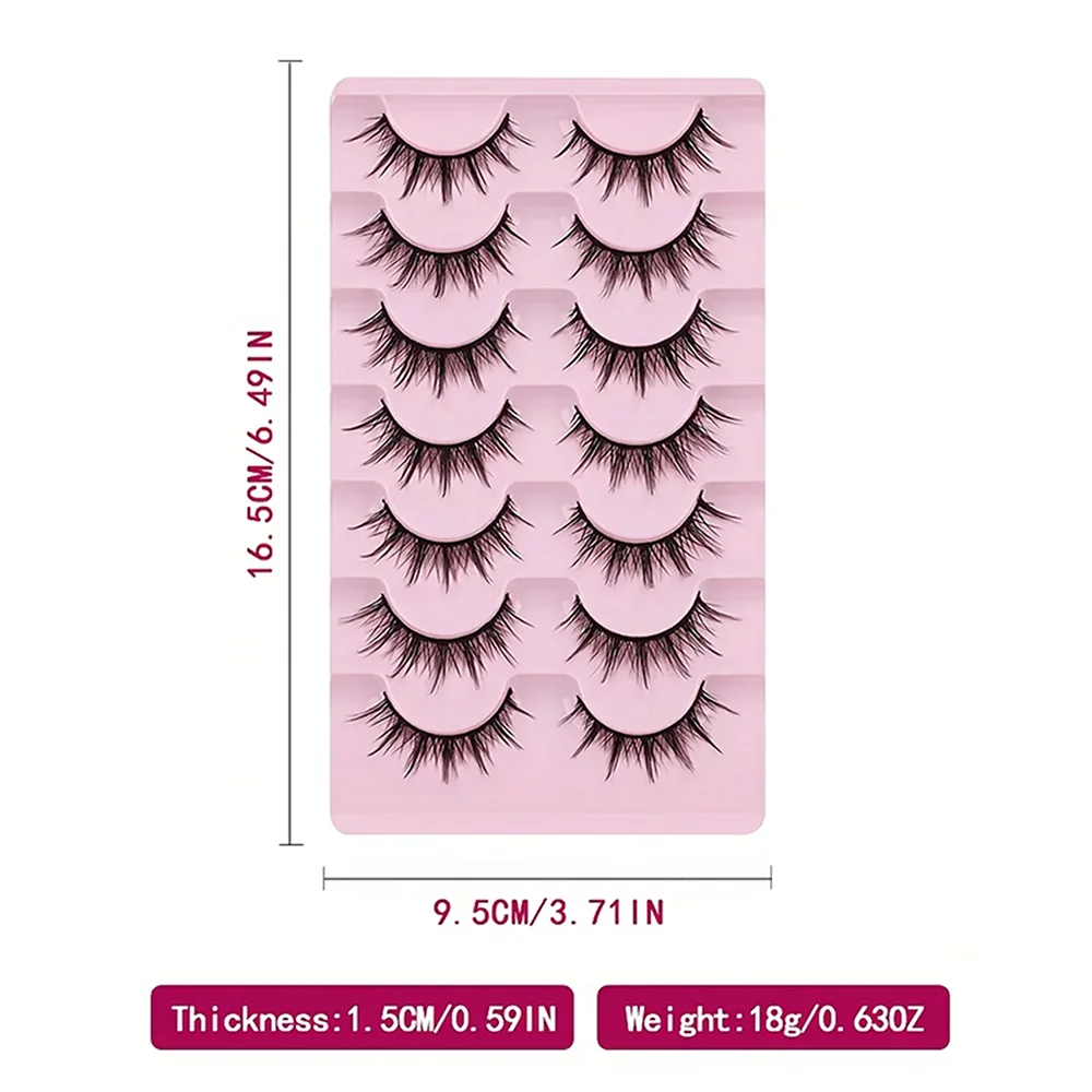 7 Pairs Manga Lashes - Natural Look, 3D Volume, Wispy, Fluffy, Spiky, Anime & Cosplay Eyelashes - Pack