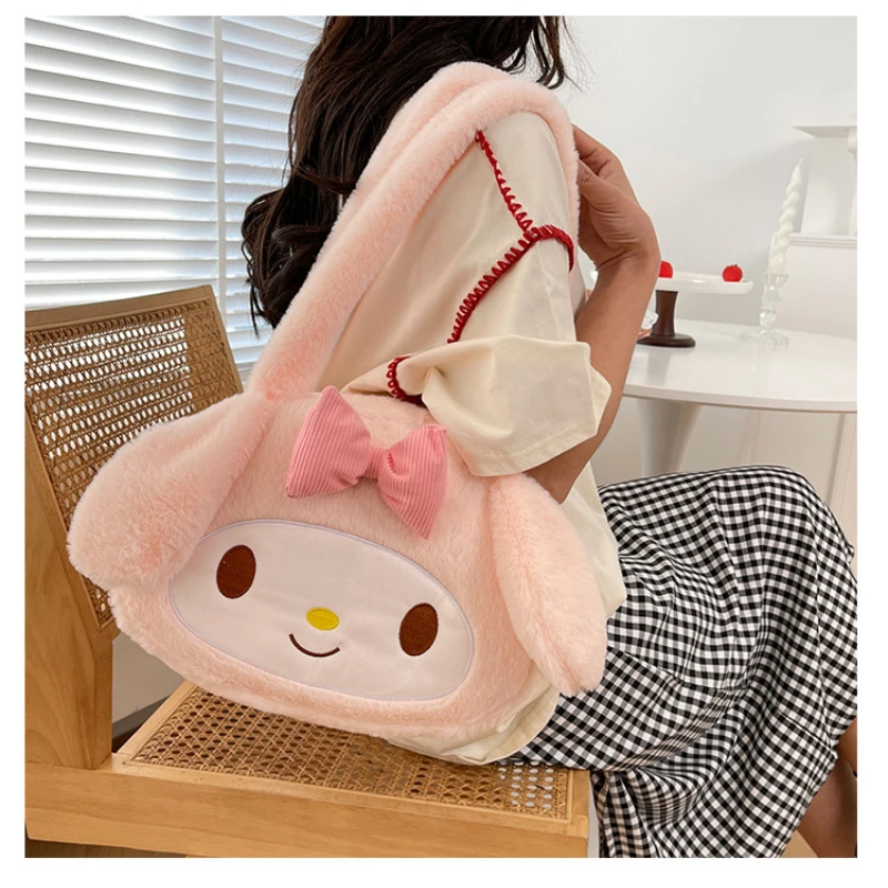 Kawaii Sanrio pluszowe Cinnamoroll Melody Kuromi torebki damskie torby na ramię moda kobiece torby kurierskie torebki dziewczyna prezenty