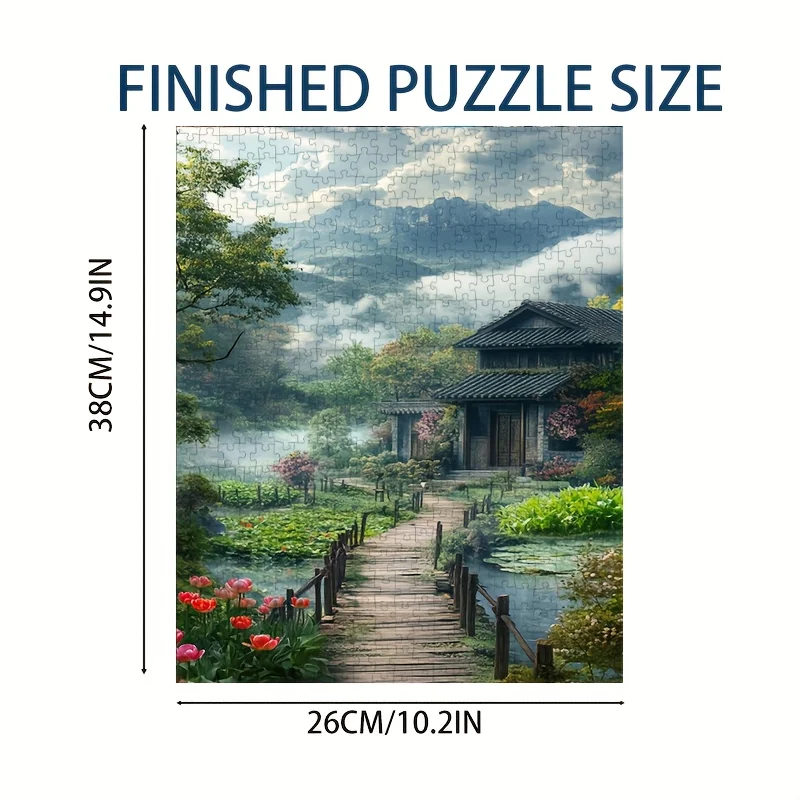 Mini Size ADULT Puzzle 1000pcs Landscape Manor Art - LEISURE COTTAGE 38x26cm Elegant Estate Design for Home Decor
