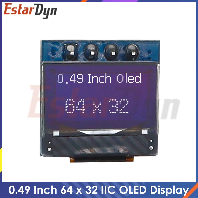 

0.49 Inch OLED Display LCD Module White 0.49" Screen 64x32 I2C IIC Interface SSD1306 Driver for Arduino AVR STM32