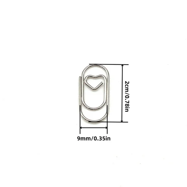 Mini pinces à papier en forme de cœur argenté, 30 pièces, pour cartes Photo, matériaux d'emballage, Clips Photo, marque-page en métal, accessoires scolaires et de bureau