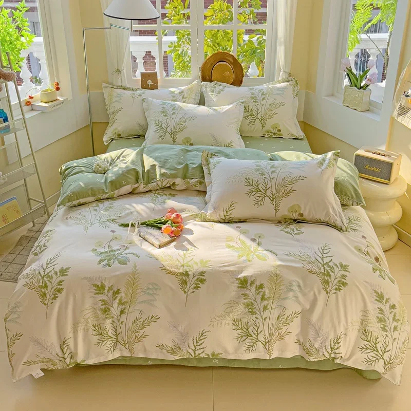 Cotton printing four-piece quilt cover student dormitory single bed sheet bedding three-piece set