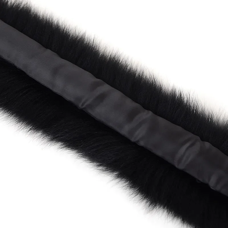 Natural Black Fur Tapes for Collar 75cm DIY Apparel Sewing Fluffy Trim Trimming Fabric Home Decoration Sewing Costume Crafts