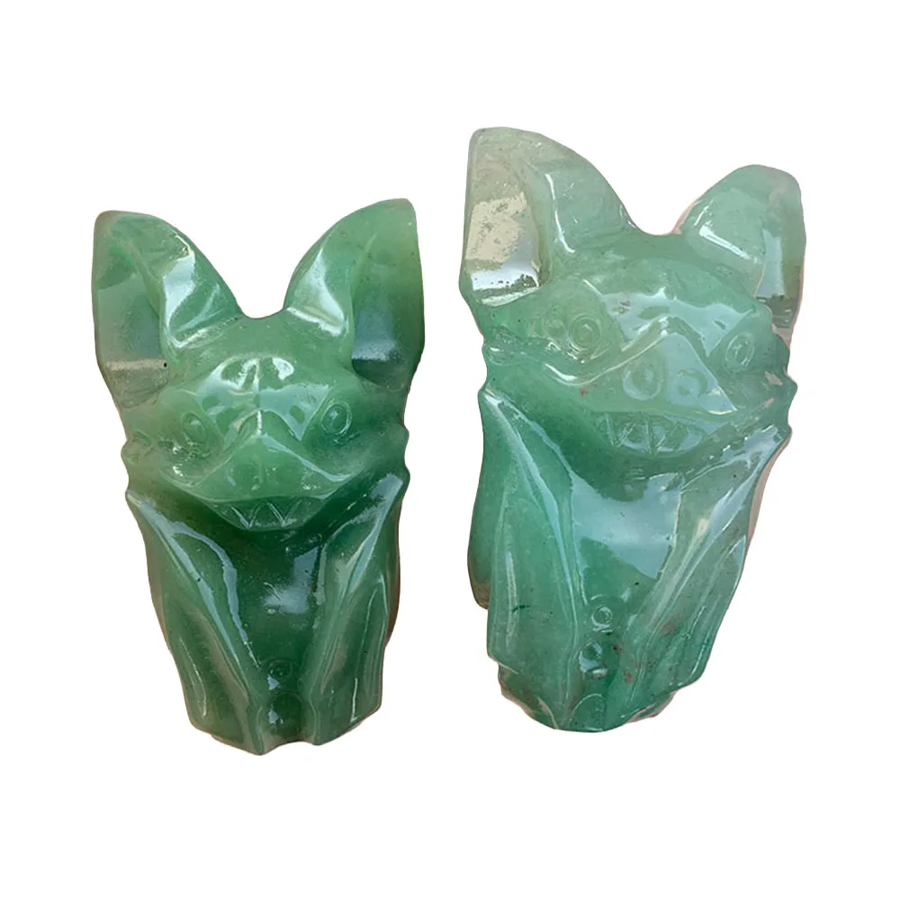 Custom Handcrafted Natural Green Aventurine Bat Figurine - 8cm Detailed Gemstone Vampire Bat Statue Collectible Home Decor