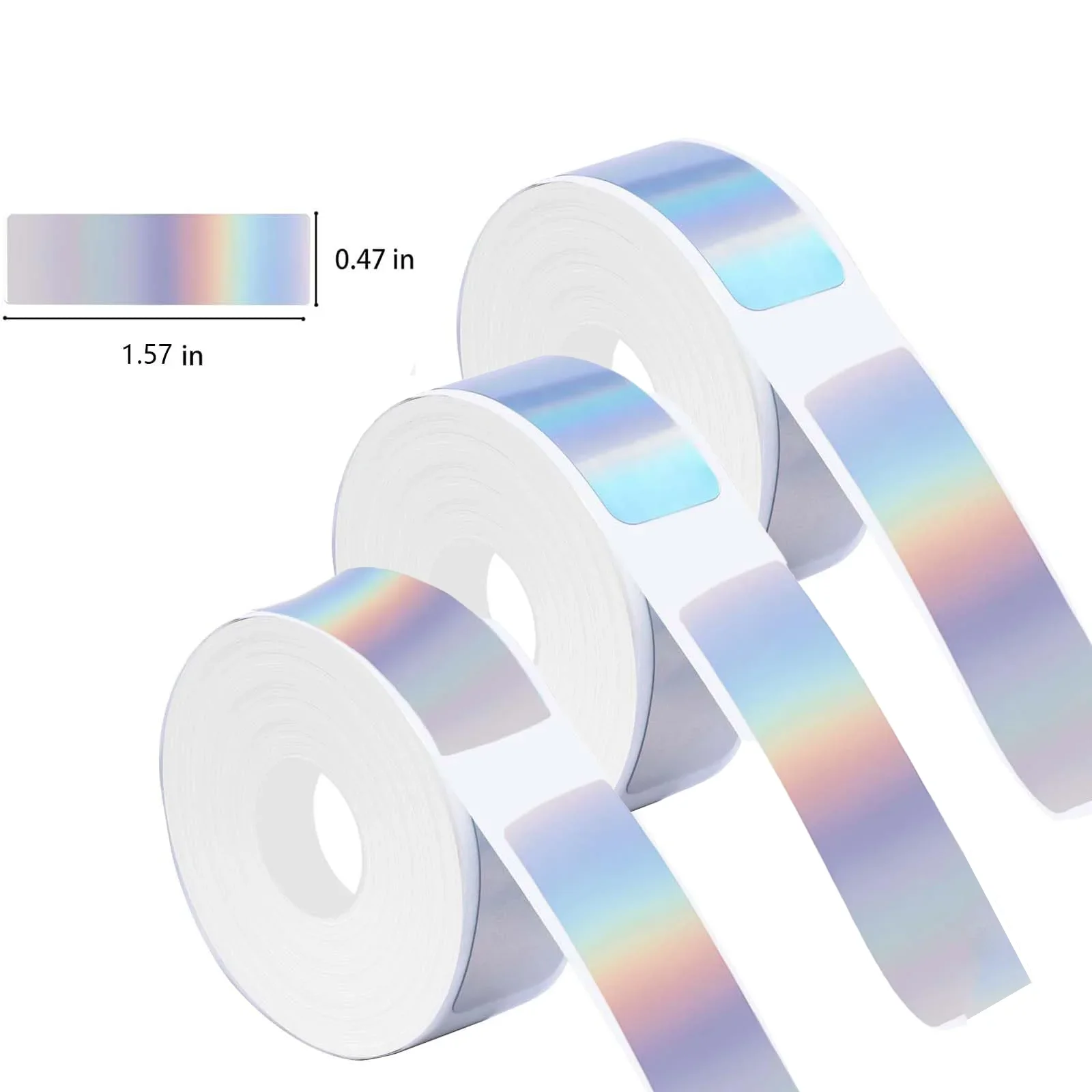 Label Laser Tapes 12x40mm Sticky Compatible with D30 Portable Label Printer Tape Label Print Paper for Office Holographic Silver