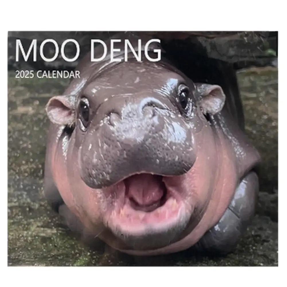 Новый календарь Hippo Moo Deng настенный календарь Deng современный календарь для дома Moo милое украшение ежемесячный планировщик Deskto O3E3