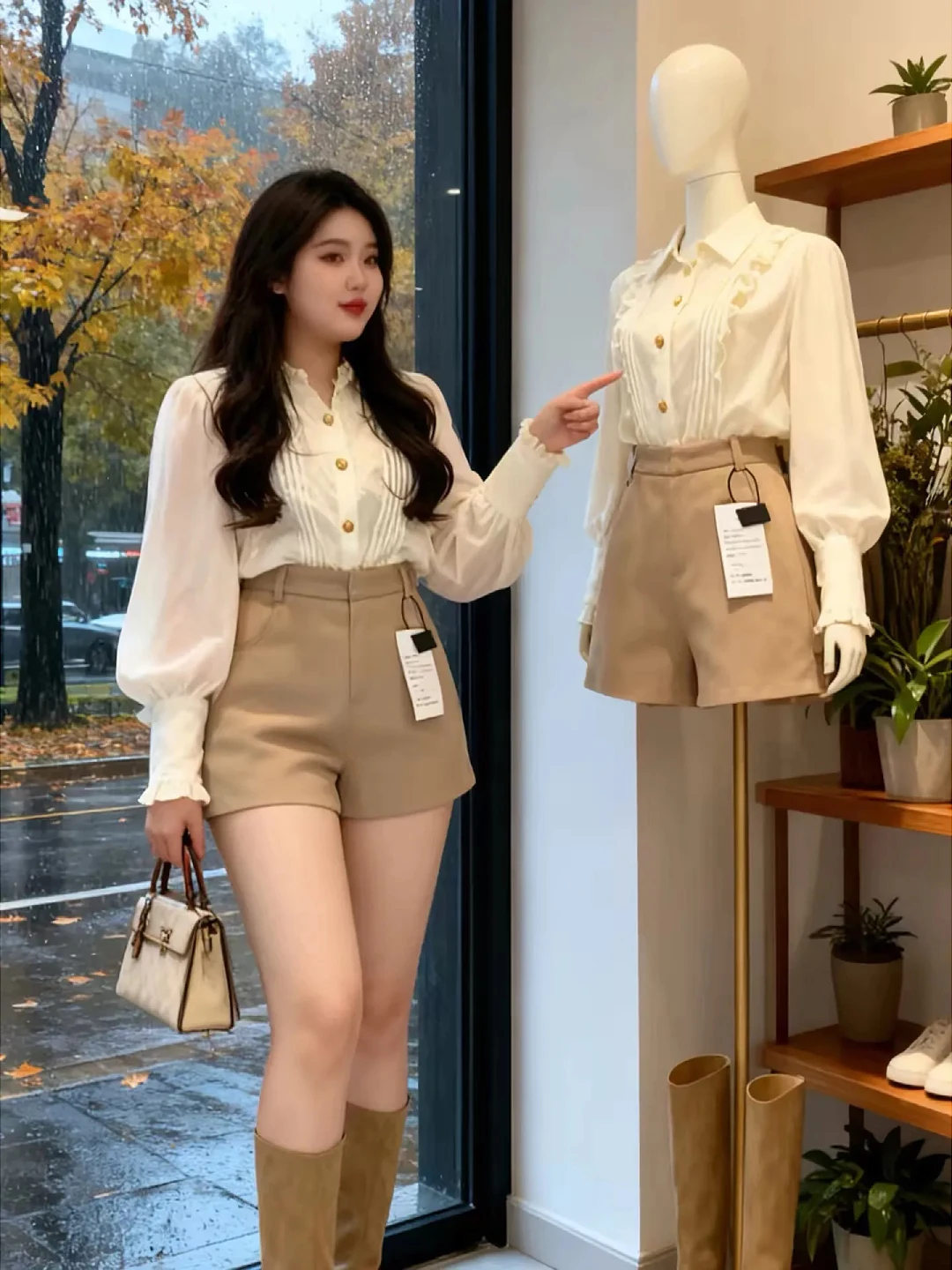

plus Size Suit Short Pants Women Casual Wide Leg Pants High Waist Straight Cut Pocket Detail Other Material Autumn Winter Ladies