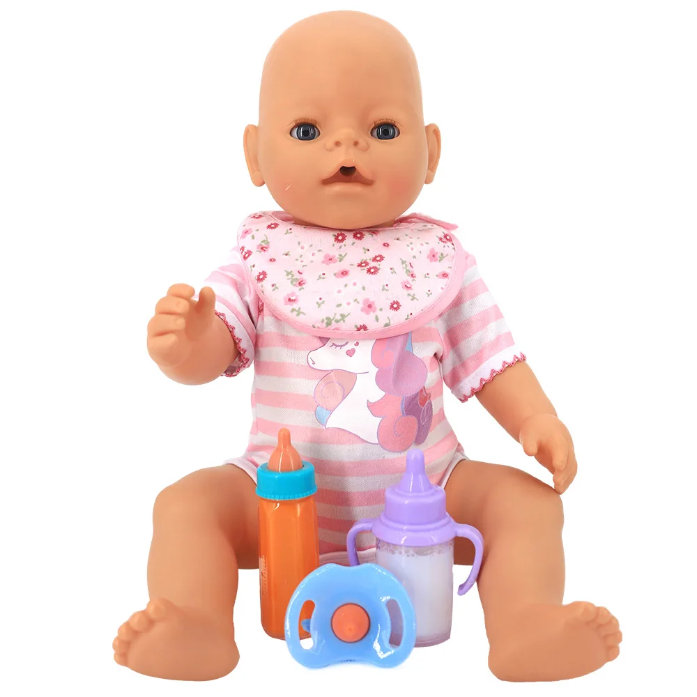 17 Inch 40cm Baby Doll Carry Bag Feeding Bottle and Pacifier for 43 Cm Baby Play Toy Accessories