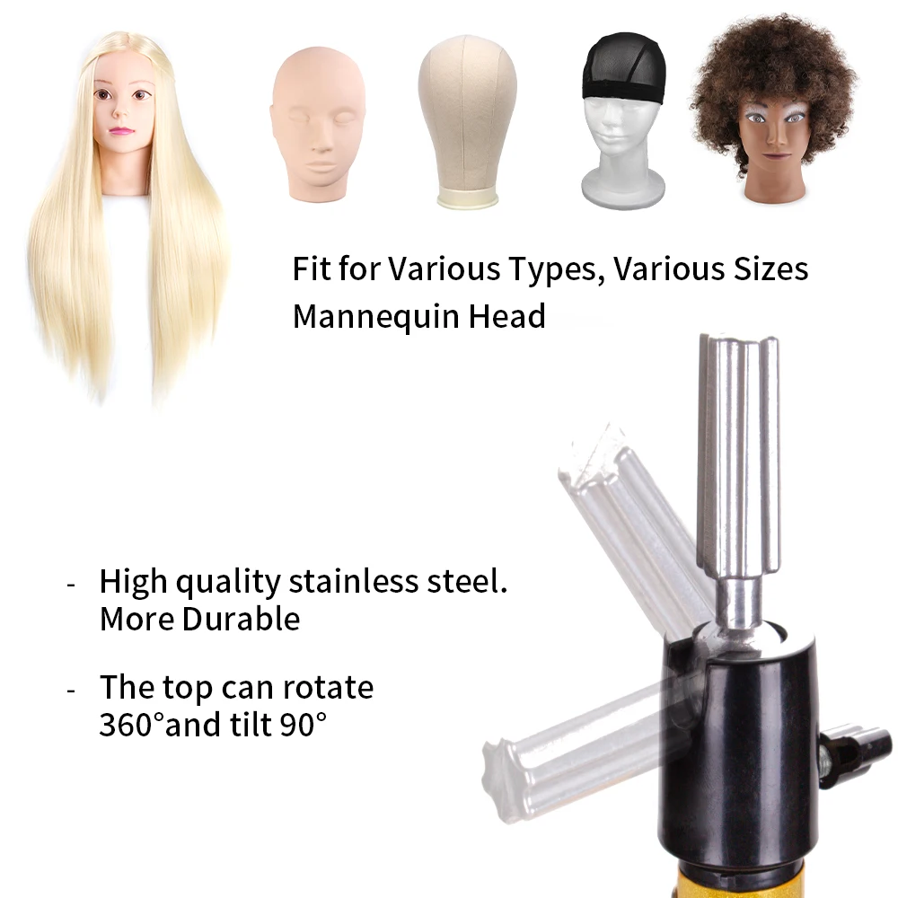 New Mannequin Head Stand Wig Stand Tripod Adjustable Heavy Duty Wig Head Stand For Canvas Block Head Wig Stand With Tray 55Inch