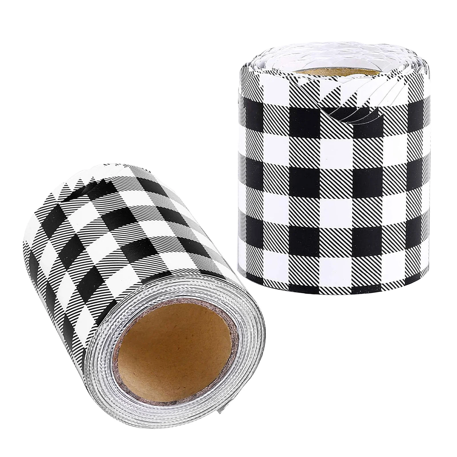 

2 Rolls Checkered Bulletin Board Borders Black White Scalloped Border Trims Decorative Classroom Office Poster Board Trim