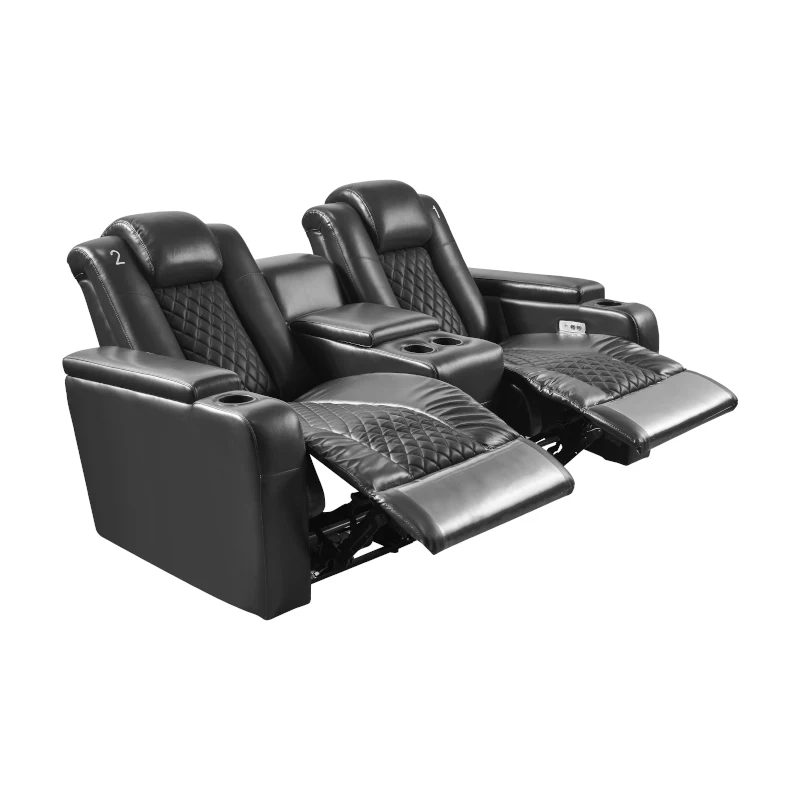 Modern Genuine Leather Home Theater Recliner Sofa Chair Black Extendable Furniture for Home Hotel or Hospital Use