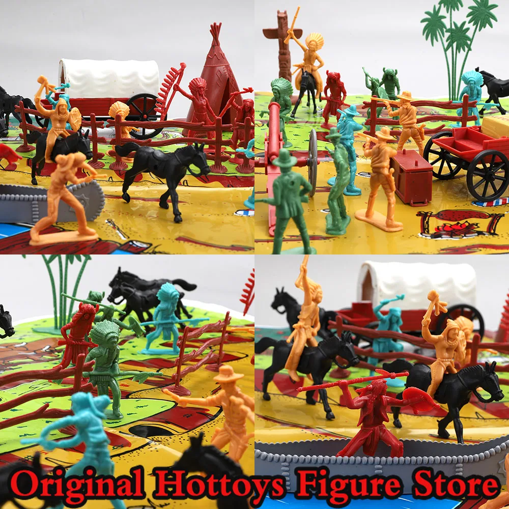 1/32 Scale Soldier Toy Model Western Cowboy Carriage Scene Nostalgic Classic War House Full Set About 5cm Action Figure Doll