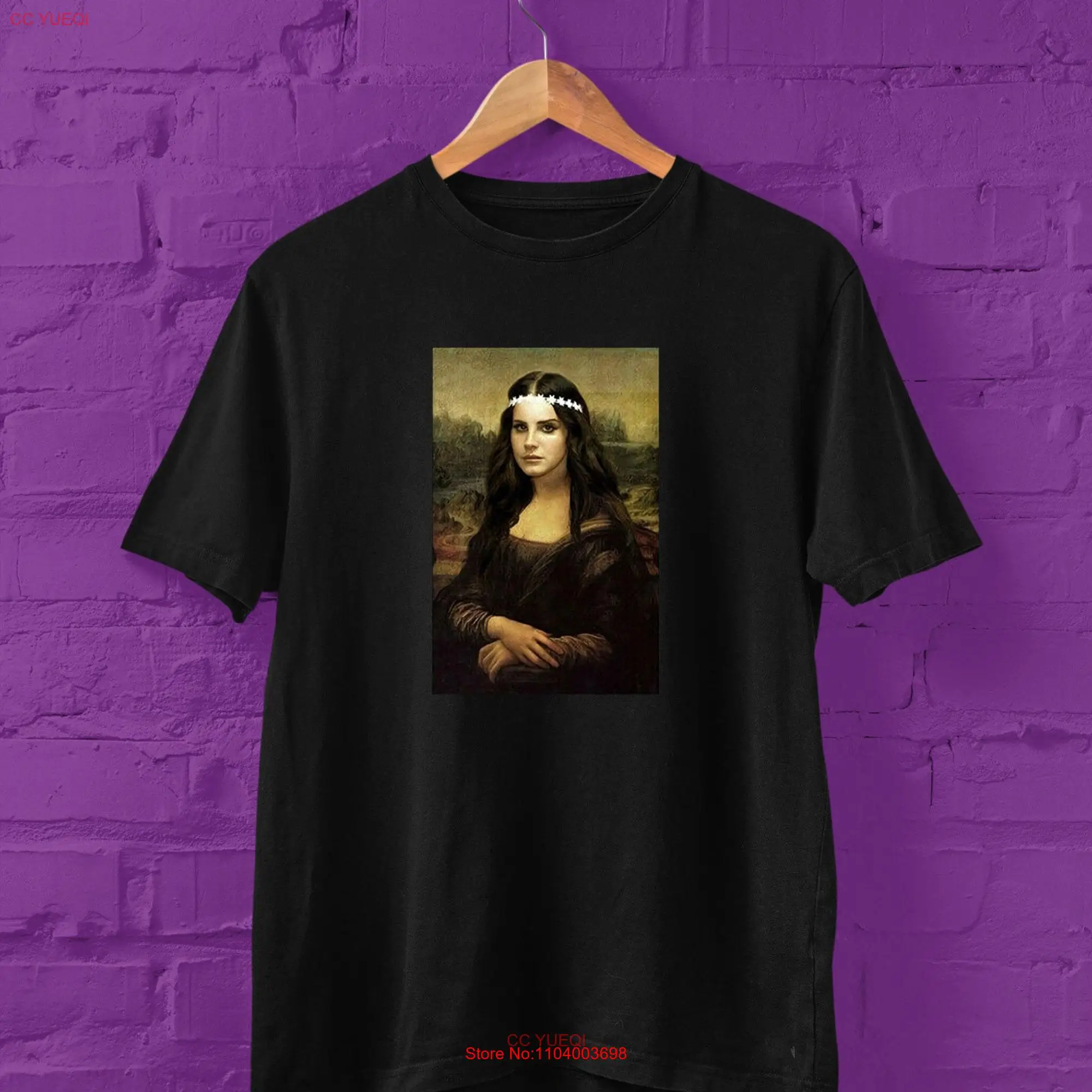 Mona Lisa Da Vinci Parody Lana Del Rey Portrait Masterpiece Black T Shirt SweaT s Size S 4XL Adult High Quality Best