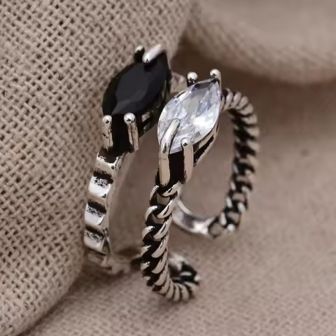 New Arrival Fashion Two Color Crystal Thai Silver Double Ring Hot Sell Jewelry Gifts Women Never Fade