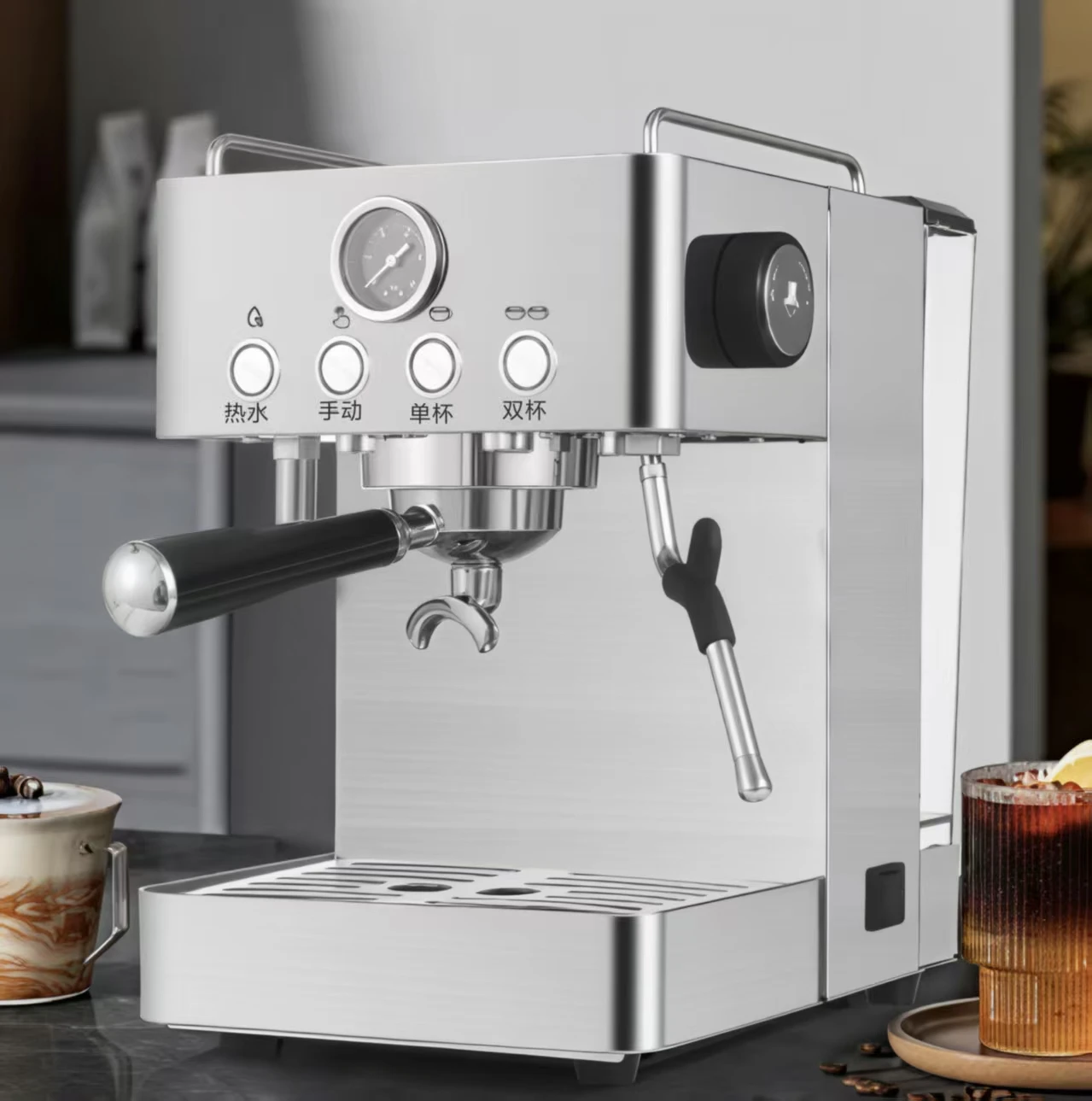 2026 Hot！15Bar Vintage Italian Semi-automatic Coffee Machine Home Commercial Multifunctional Coffee Maker Smart Espresso Coffee