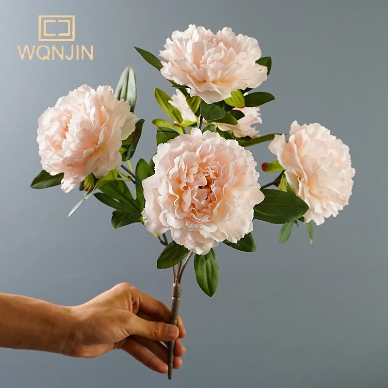 5 Köpfe große rote Seide künstliche Pfingstrose Blumenstrauß Blumen Dekoration Hochzeit Zuhause Tisch große gefälschte Blumen Valentinstag liefert – Detail 10