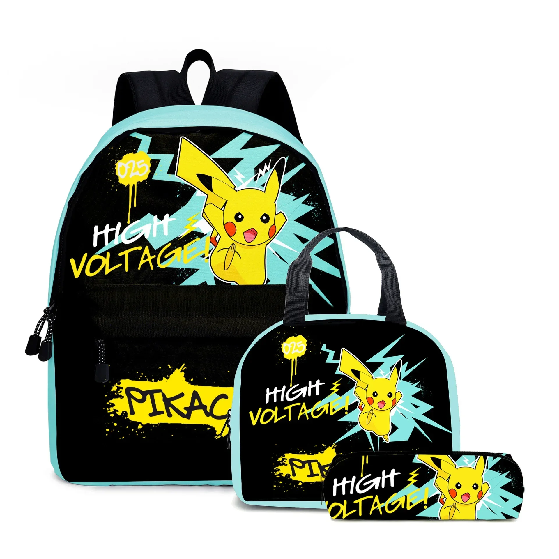 2PC/3PC-Set Pikachu Pokemon Backpack Primary and Middle School Students Student Children\'s Gifts Cartoon School Bag Mochila