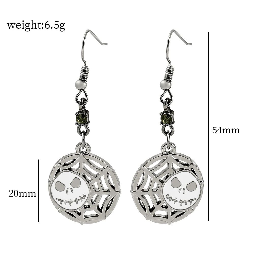 Disney The Nightmare Before Christmas Earrings Cosplay Jack Skellington Goth Pendientes Ear Jewelry Navidad Gift Oorbellen