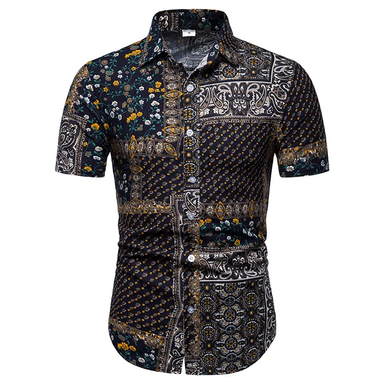 Hawaiian Shirts 3d Retro African Ethnic Men Women Clothing Summer Beach Short Sleeve Blouse Fashion Men\'s Vocation Lapel Camisa