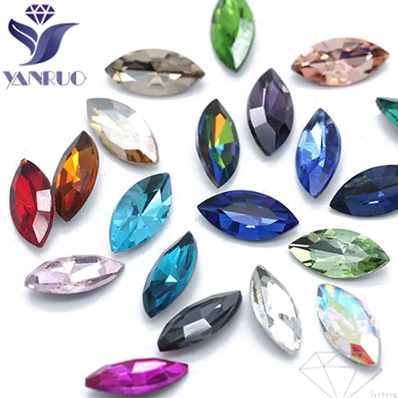 

YANRUO 4200 Navette All Sizes Pointback Crystal Shiny Rhinestones DIY Glass Jewelry Making Accessories Decoration For Nail Art