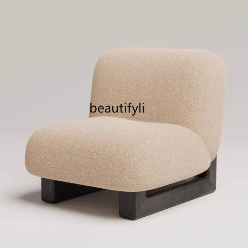 

Simple and modern fabric sofa chair Nordic solid wood wabi-sabi wind club Sales office Hotel reception negotiation Leisure chair