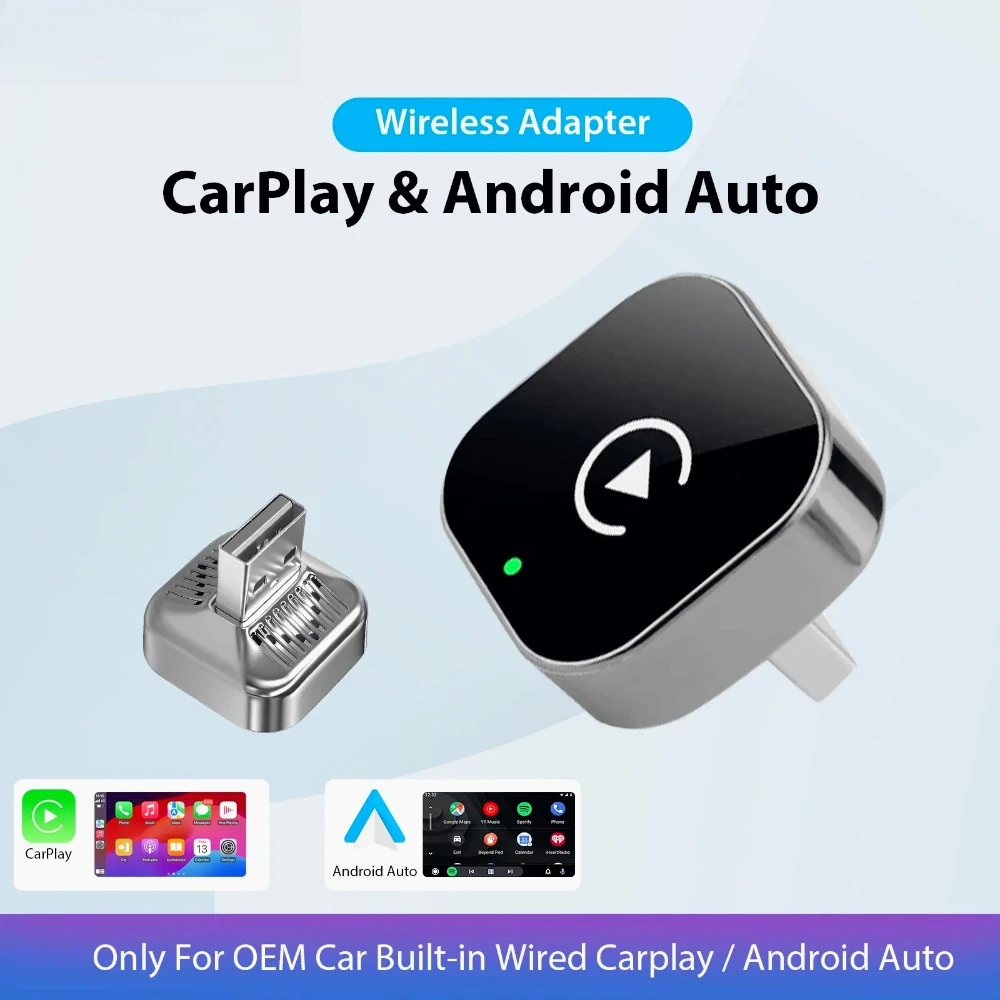 

Pionray 2 in 1 Wireless CarPlay Adapter & Android Auto Wireless Adapter, 5Ghz WiFi, Type-C/USB, Plug & Play, Wired to Wireless