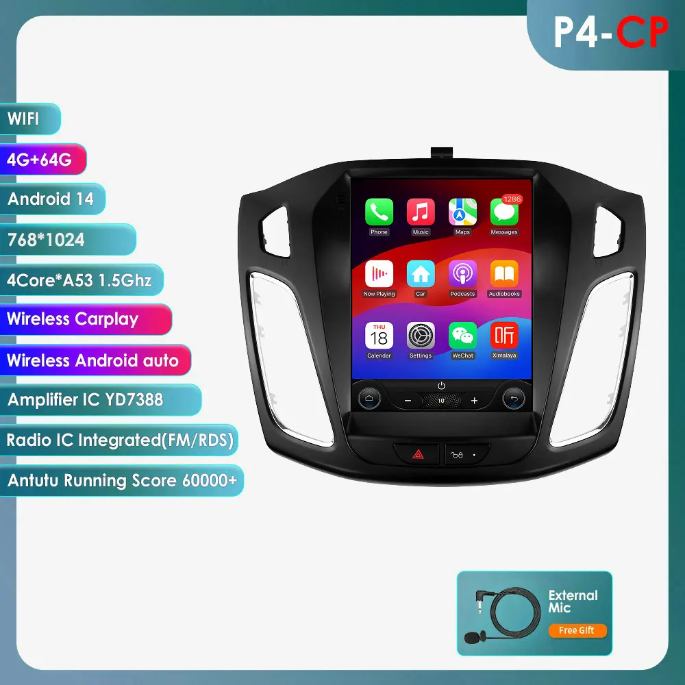 360Camera 9.7 inch 2 DIN Android 14 autoradio voor Ford Focus 3 MK 3 2011-2019 multimediasysteem Carplay autoradio 4G DSP 6115