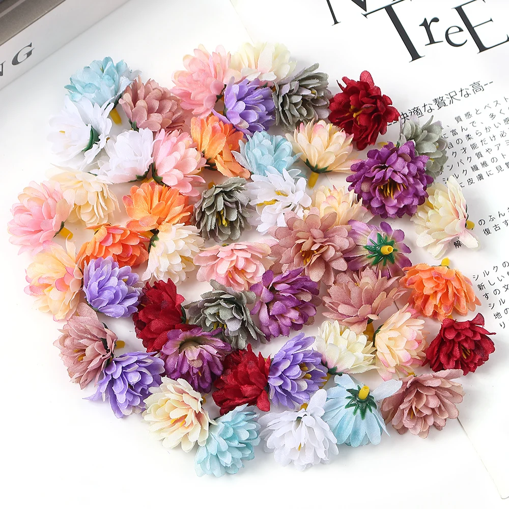 10/20/50Pcs Artificial Rose Mini Silk Flower Heads Simulated Flower Home Room Decoration DIY Wreath Accessories Wedding Decor