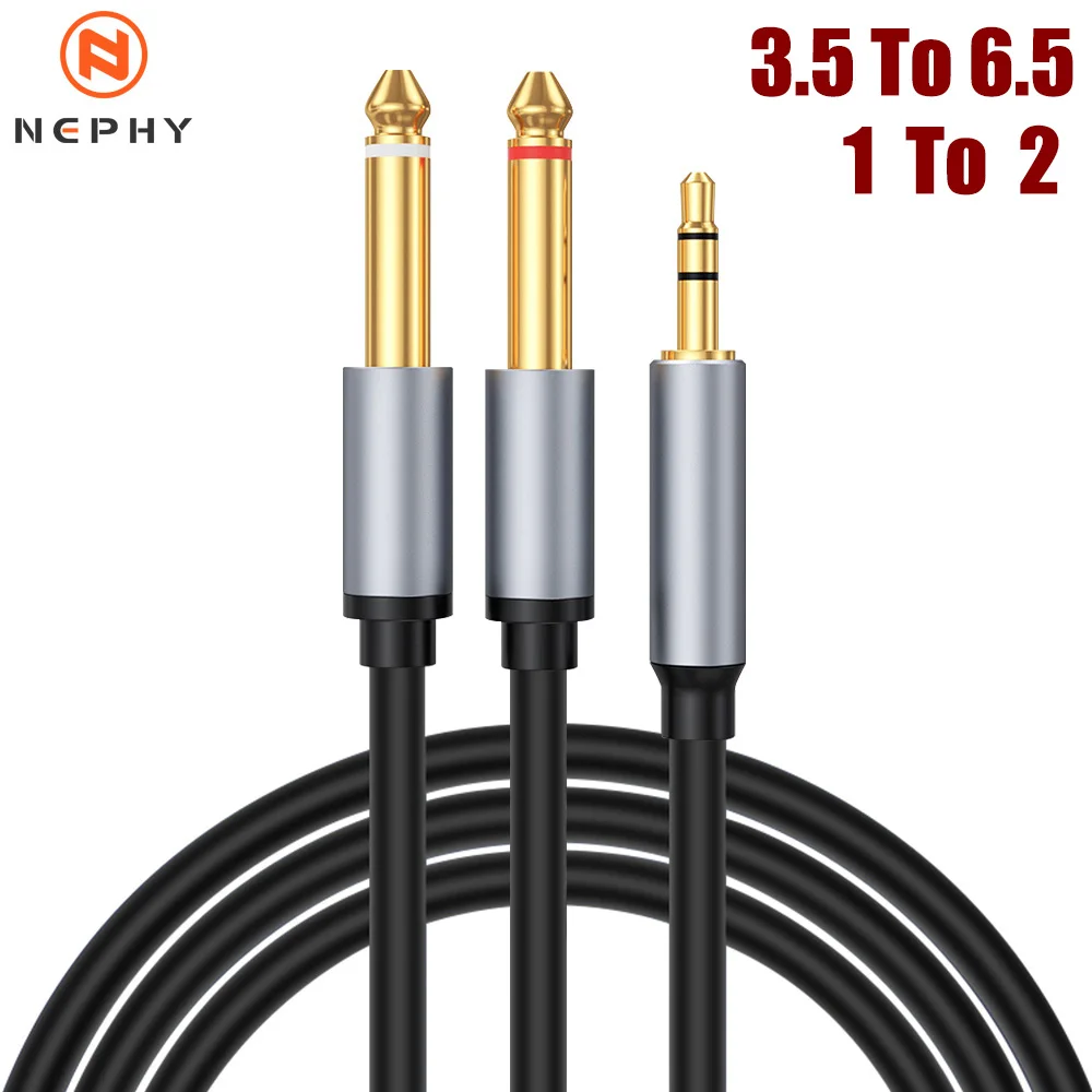 3.5mm To 2 6.5mm Jack Cable For Speaker Guitar Amplifier Mixers Hifi Adapter Connector Long Audio Auxiliary Wire 6.5 6.35 3.5 mm