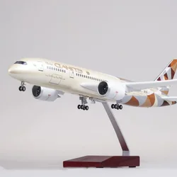 Schaal 1:130 43 cm Boeing Vliegtuigen Etihad Air B787 Vliegtuig Model Gegoten Hars Vliegtuigen Collectie met LED Verlichting display